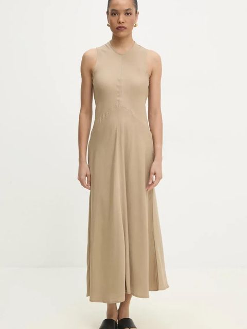 Answear.LAB sukienka kolor beżowy maxi prosta