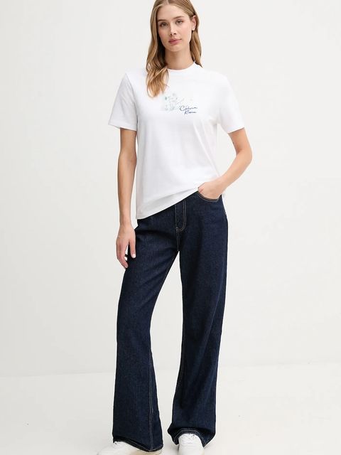 Calvin Klein Jeans t-shirt bawełniany damski kolor biały LV047C855G - zdjęcie produktu nr 2