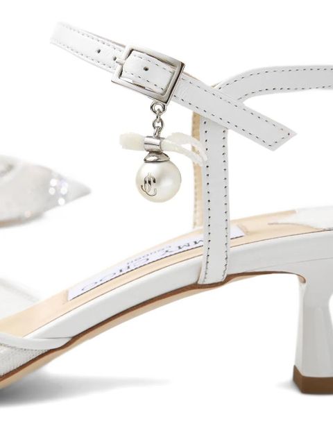 Jimmy Choo 45mm Aren crystal-embellished pumps - White