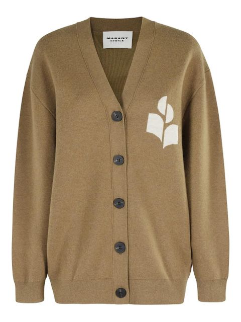MARANT ÉTOILE V-neck logo cardigan - Brown - zdjęcie produktu nr 1