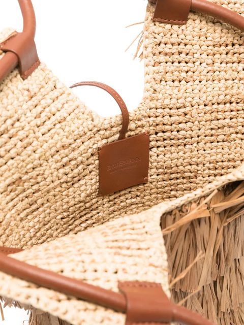 ZIMMERMANN small Goldentime fringed tote bag - Neutrals