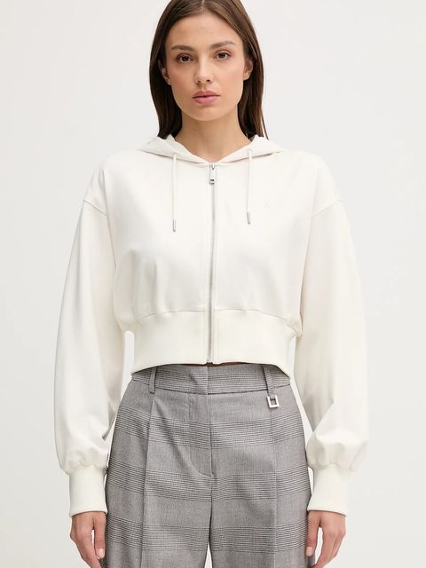 Calvin Klein Jeans bluza damska kolor beżowy z kapturem gładka LV047C247G - zdjęcie produktu nr 1