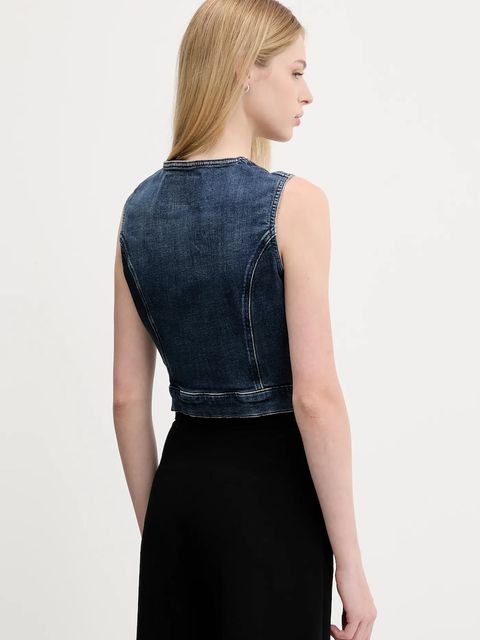 Guess Originals kamizelka jeansowa kolor niebieski jednorzędowa W5YN71 D4H1D