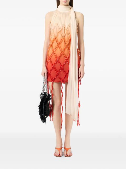 Blumarine rhombus-embellished dress - Neutrals