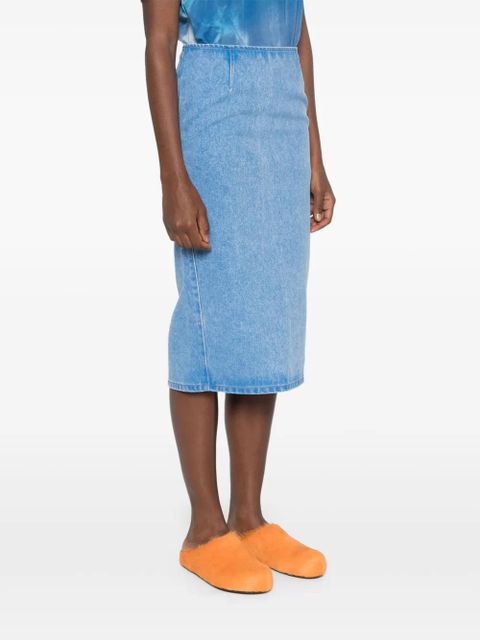 Marni logo-patch denim pencil skirt - Blue - zdjęcie produktu nr 2