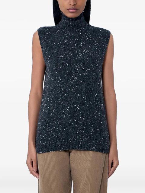 The Row speckled turtleneck sleeveless top - Grey - zdjęcie produktu nr 1