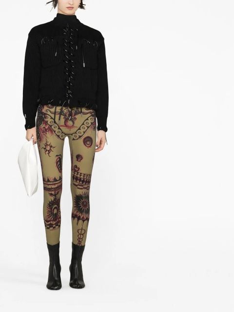 Marine Serre Geotic tattoo-print leggings - Green