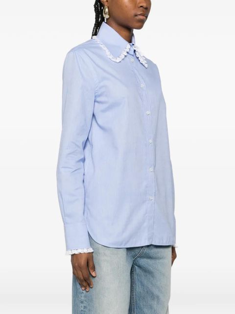 Valentino Garavani ruffled-trim collar shirt - Blue