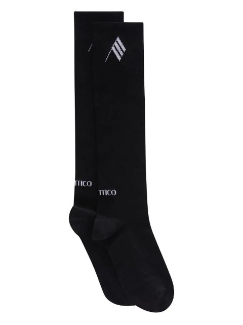 The Attico logo-embroidered knee-high socks - Black - zdjęcie produktu nr 1