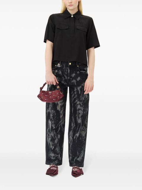 GANNI twill blouse - Black