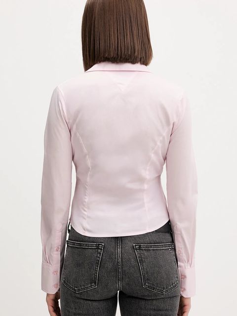 Tommy Jeans koszula damska kolor różowy slim z kołnierzykiem klasycznym DW0DW22604 - zdjęcie produktu nr 2