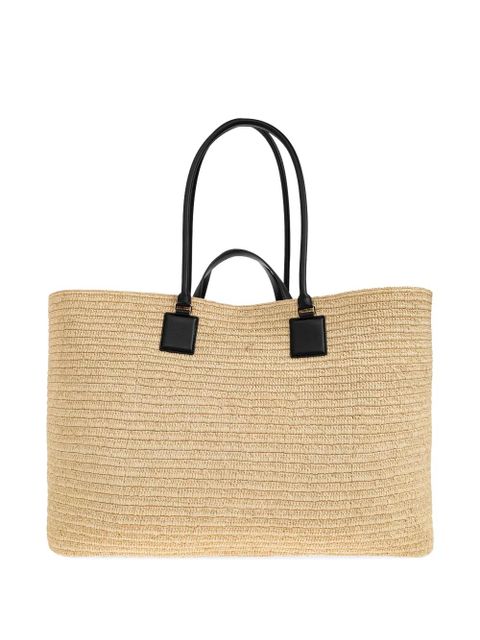 LOEWE XL Verano embroidered-logo woven tote bag - Neutrals - zdjęcie produktu nr 2