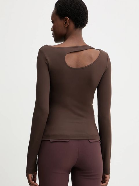 Guess bluzka ELEANOR damska kolor brązowy z aplikacją W5BP18 KC7M2