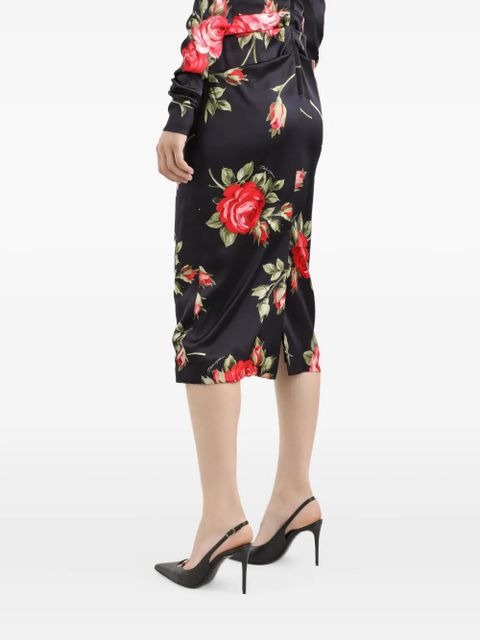 Dolce & Gabbana floral long-sleeved midi dress - Black