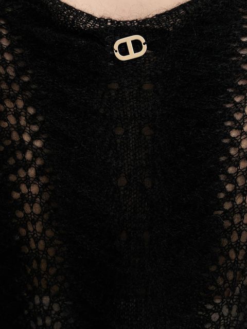 Twinset sweter wełniany damski kolor czarny lekki 252TP3524