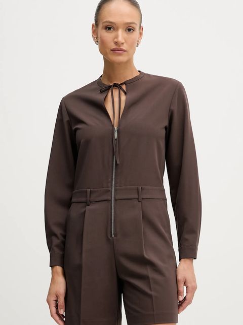 Sisley kombinezon kolor brązowy z dekoltem wiązanym 4RRVLT00R - zdjęcie produktu nr 2
