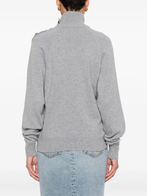 Balmain high-collar button-detail sweater - Grey