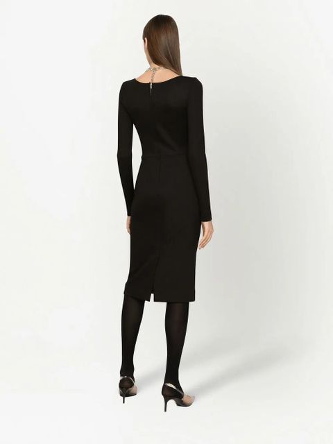 Dolce & Gabbana DG-logo Milano-rib midi dress - Black