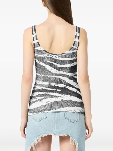 Blumarine zebra-print ribbed top - White