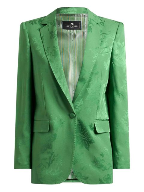 ETRO single-breasted floral-motif jacquard blazer - Green - zdjęcie produktu nr 1