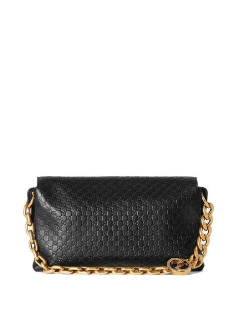 Gucci medium embossed chain shoulder bag - Black