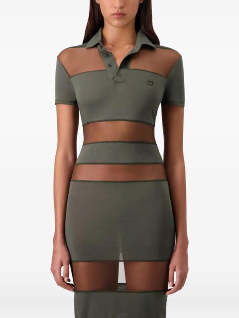 Coperni maxi sheer striped polo dress - Green