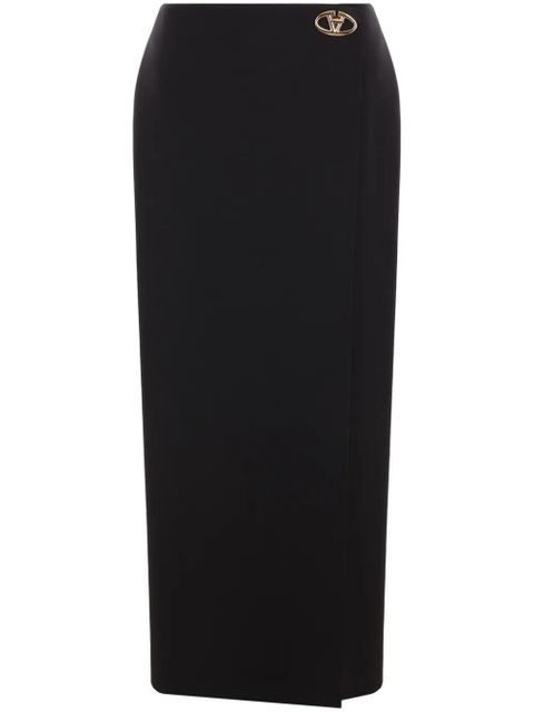 Valentino Garavani logo-plaque wool pencil skirt - Black - zdjęcie produktu nr 1