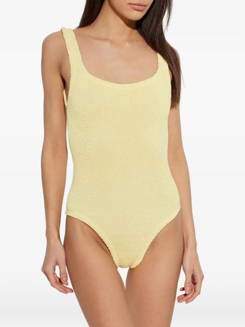 Hunza G square-neck crinkled swimsuit - Yellow
