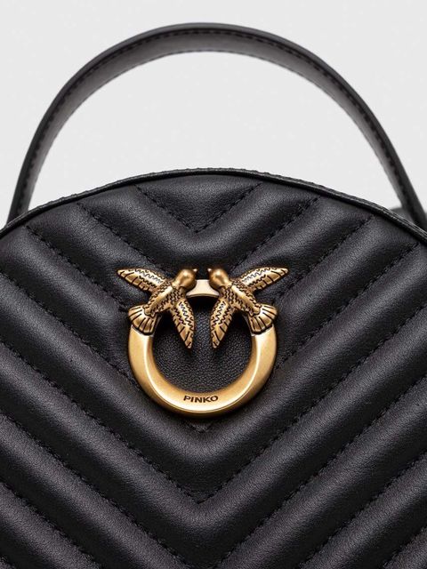 Pinko plecak skórzany damski kolor czarny mały z aplikacją 102530.A1J2