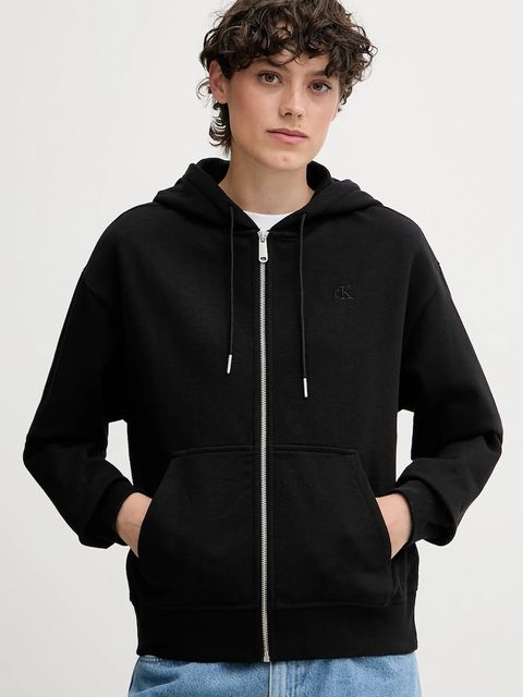 Calvin Klein Jeans bluza damska kolor czarny z kapturem gładka LV047B237G - zdjęcie produktu nr 1