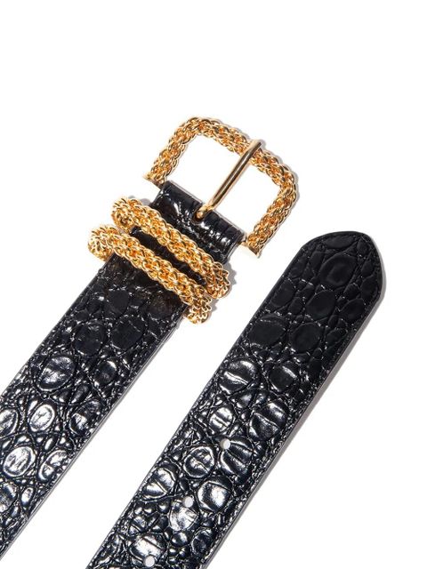 BY FAR croco-embossed leather belt - Black - zdjęcie produktu nr 2