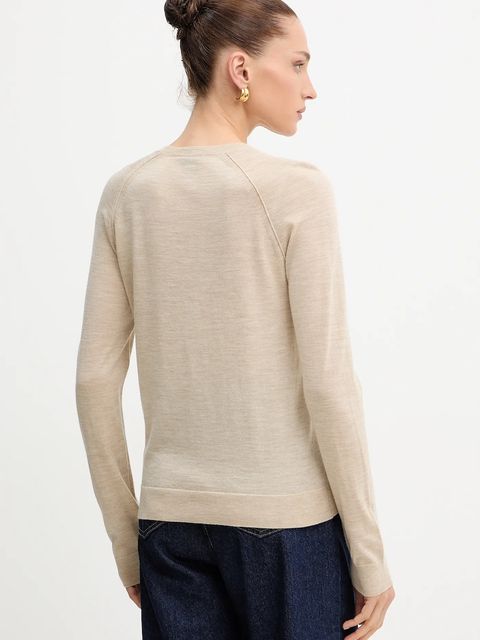 BOSS kardigan wełniany damski kolor beżowy lekki 50545031