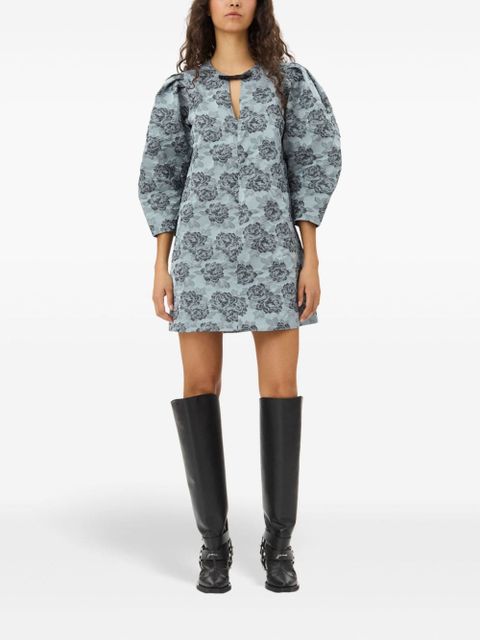 GANNI patterned-jacquard mini dress - Blue - zdjęcie produktu nr 2