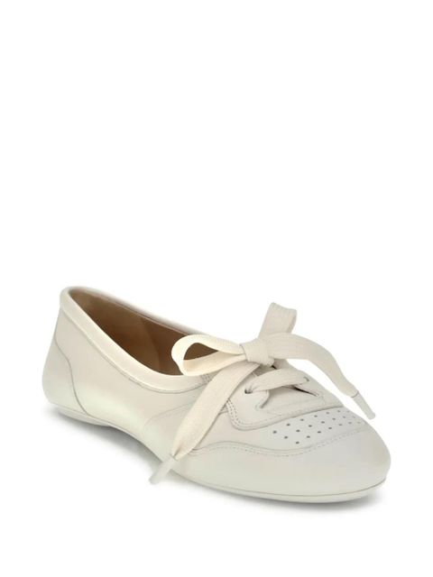 Gianvito Rossi lace-up ballet flats - White - zdjęcie produktu nr 2