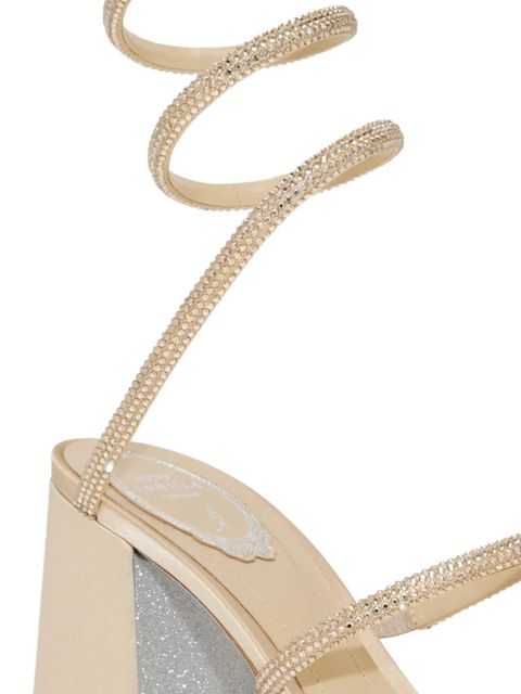 René Caovilla Cleo crystal-embellished spiral-strap sandals - Neutrals