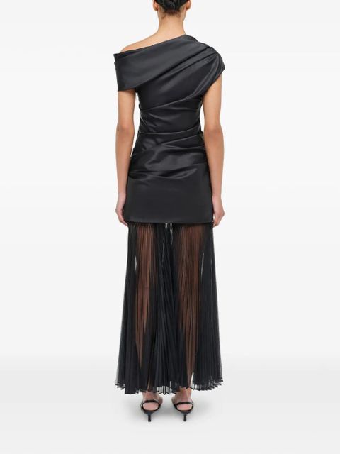 Simkhai Ammalie draped pleated-skirt taffeta dress - Black