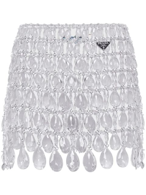 Prada crystal-embellished fringed miniskirt - Silver - zdjęcie produktu nr 1