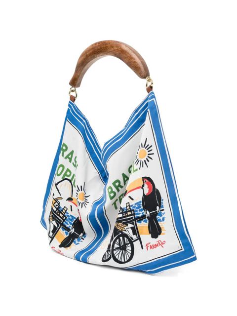 FARM Rio wooden handle graphic tote bag - White - zdjęcie produktu nr 2