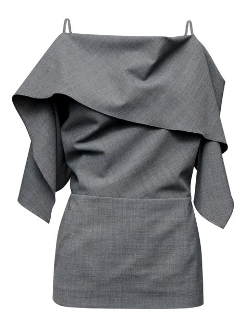 MM6 Maison Margiela ruffled strap top - Grey - zdjęcie produktu nr 1