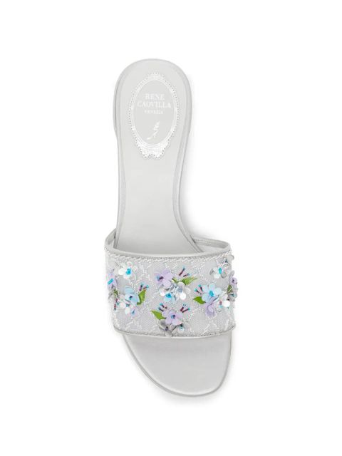 René Caovilla 40mm floral-appliqué sandals - Silver