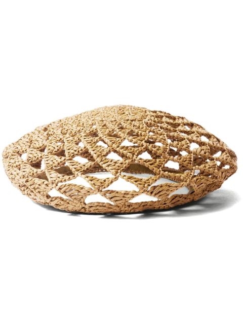 Prada woven raffia beret - Neutrals - zdjęcie produktu nr 1