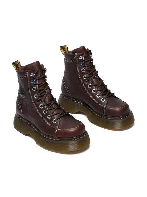 Dr. Martens botki skórzane Buzz 8i damskie kolor brązowy na platformie DM42033200