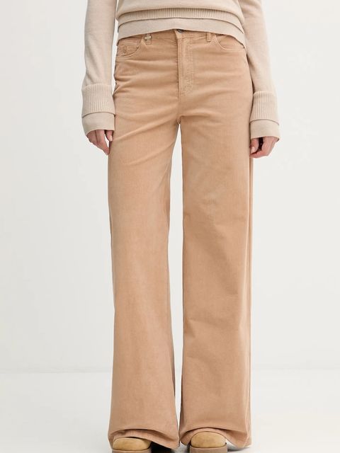 United Colors of Benetton spodnie damskie kolor beżowy szerokie high waist 41ULDE029 - zdjęcie produktu nr 1