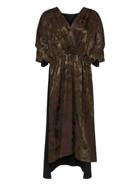 MM6 Maison Margiela floral-print gathered midi dress - Brown - zdjęcie produktu nr 1