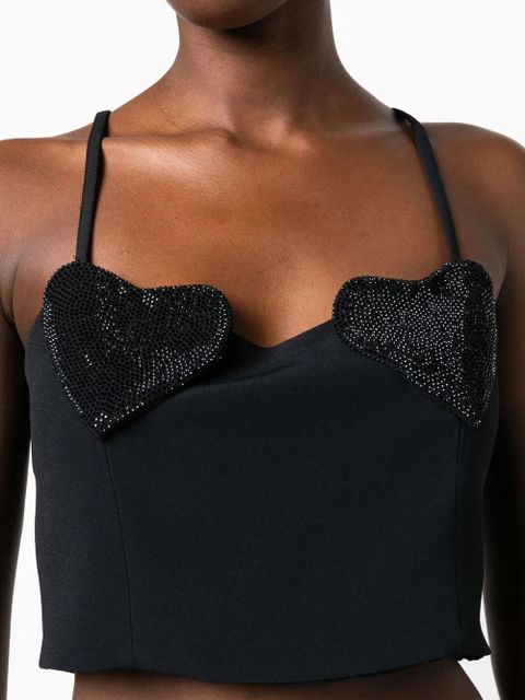 Blumarine heart-patch crop-top - Black