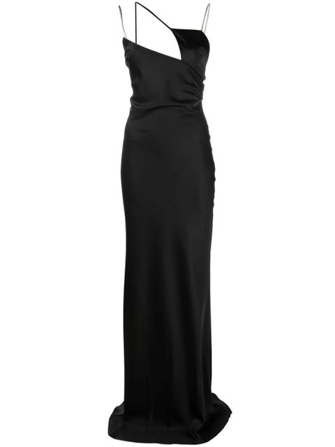 The Attico Melva cut-out satin gown - Black - zdjęcie produktu nr 1