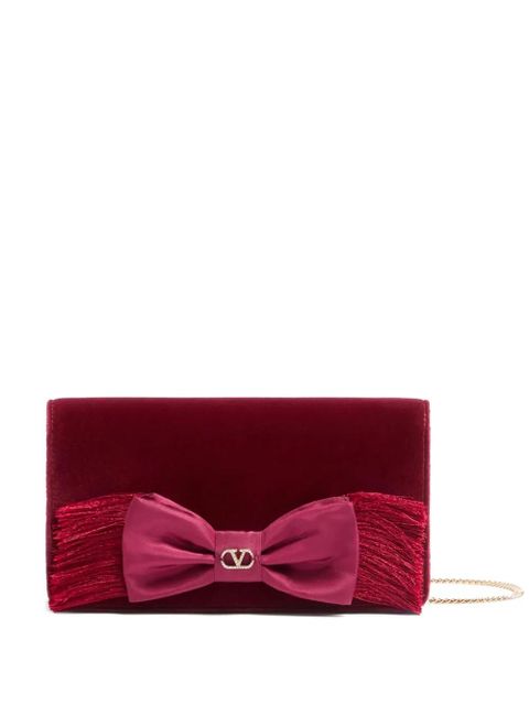 Valentino Garavani Vlogo Signature velvet bow clutch bag - Red - zdjęcie produktu nr 1