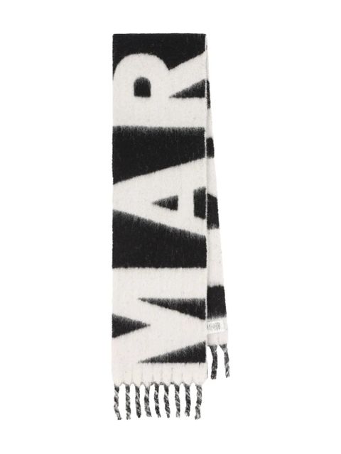 ISABEL MARANT logo-intarsia fringed scarf - Black - zdjęcie produktu nr 1
