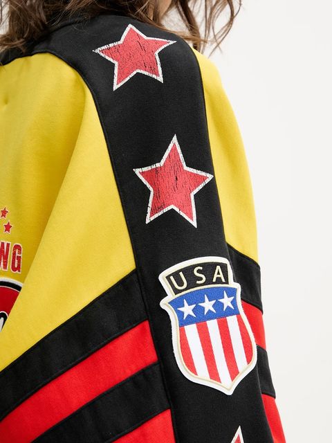 adidas Originals bluza bawełniana Cycling Crew damska kolor żółty wzorzysta JW0147