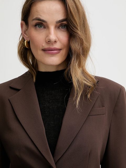 Karl Lagerfeld marynarka kolor brązowy jednorzędowa gładka B1W14011